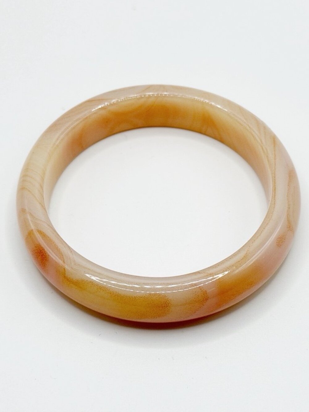 Icy Orange/Peach Lace Agate Bangle Bracelet 1/2 Inch